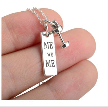 sterling silver ME vs ME  dumbbell necklace