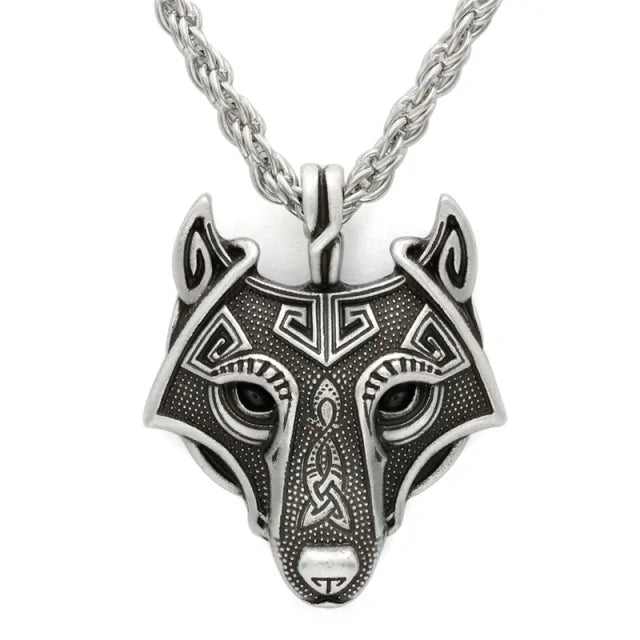 Viking Wolf Head Necklace