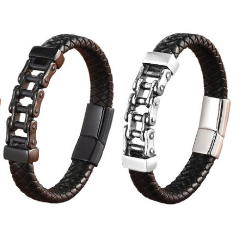 Motorcycle Link Leather Bracelet
