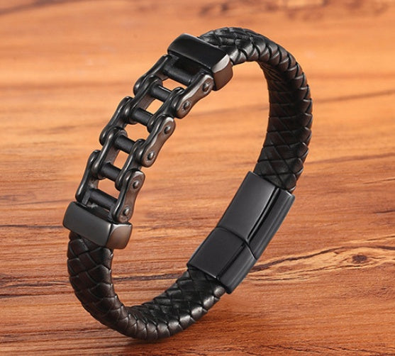 Motorcycle Link Leather Bracelet