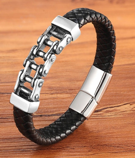 Motorcycle Link Leather Bracelet