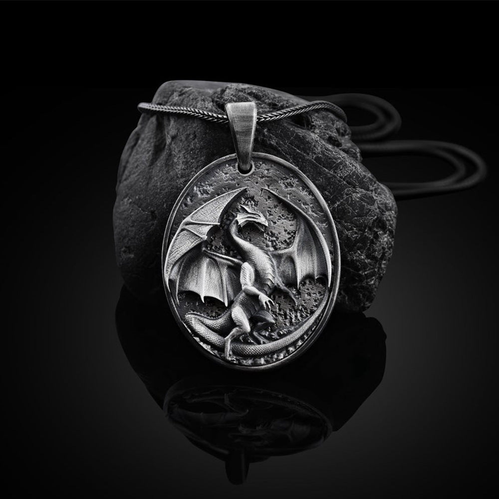 Fire and Ice Dragon Pendant Necklace