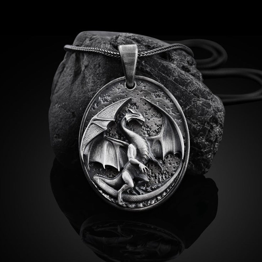 Fire and Ice Dragon Pendant Necklace