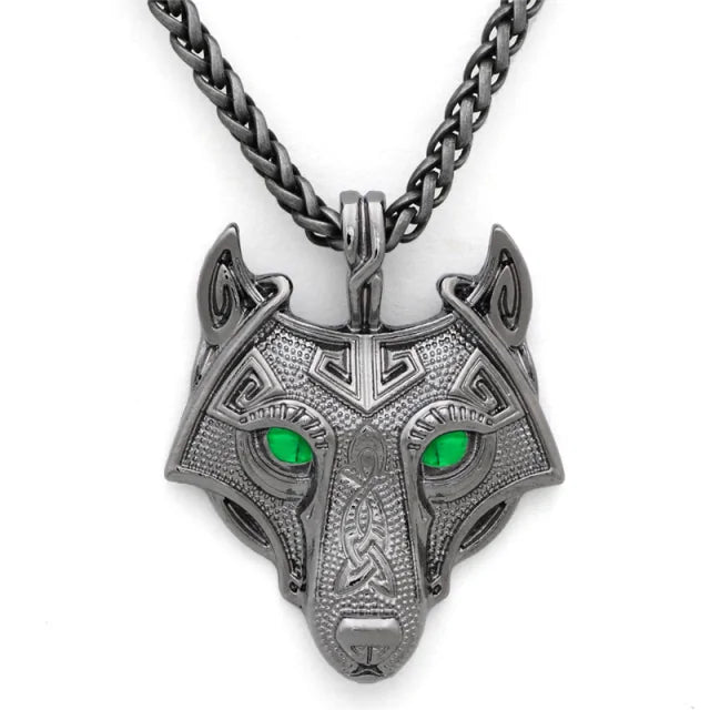 Viking Wolf Head Necklace