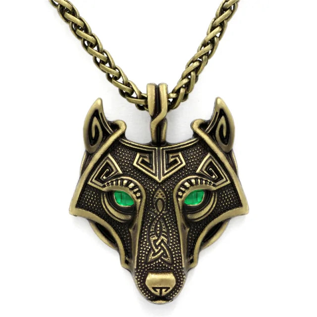 Viking Wolf Head Necklace