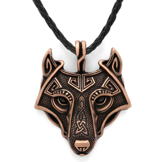 Viking Wolf Head Necklace