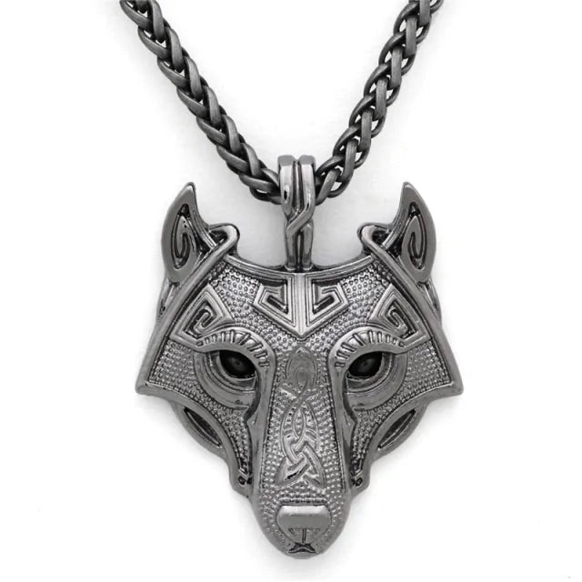 Viking Wolf Head Necklace