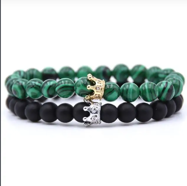 Royalty in Love Beaded Crown Bracelet Set