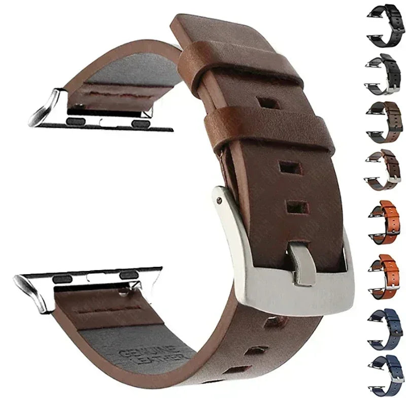 Genuine Leather Strap for Apple Watch Ultra 2 Band 49mm 9 8 7 45mm 41mm High Quality Strap for IWatch Series 6 SE 5 4 44mm 40mm