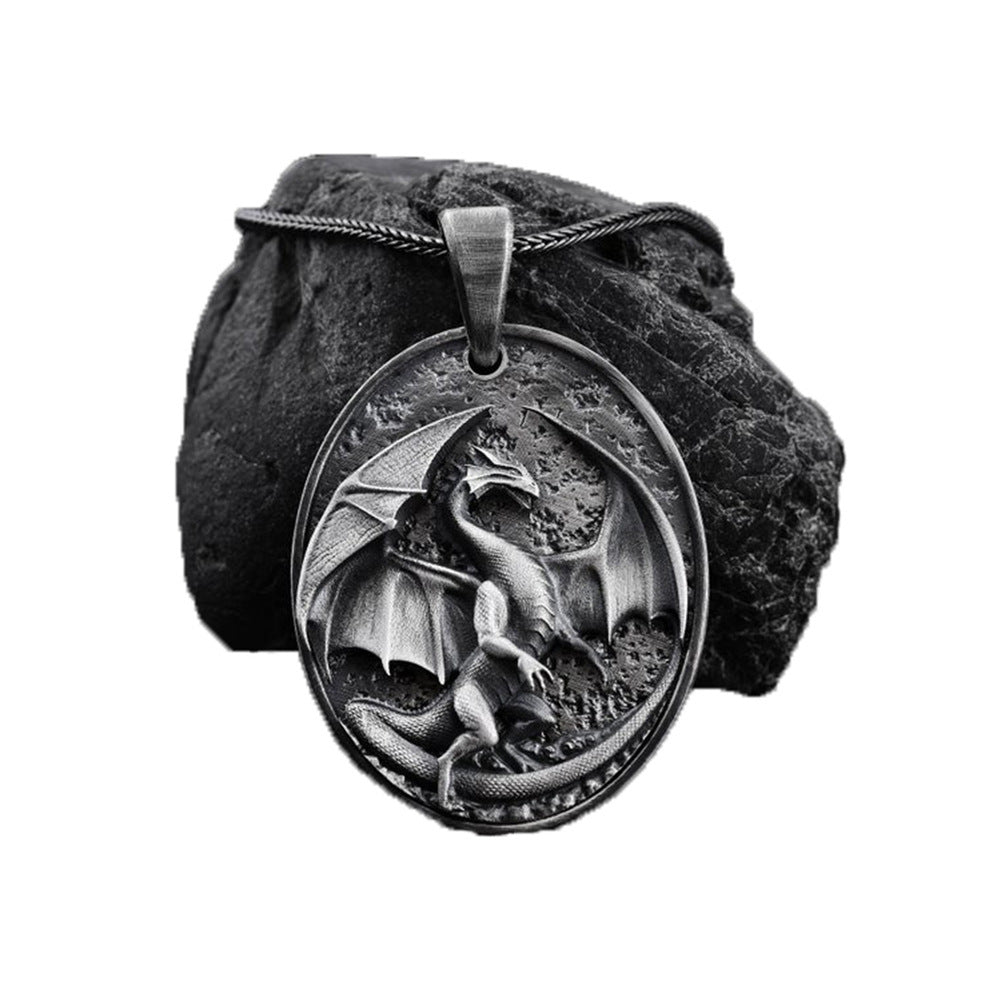 Fire and Ice Dragon Pendant Necklace
