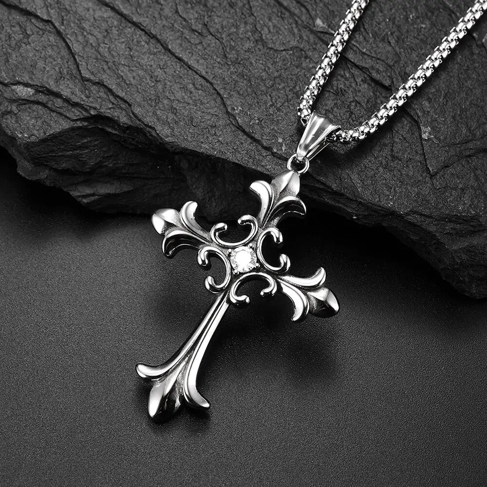 CZ Stone Cross Necklace