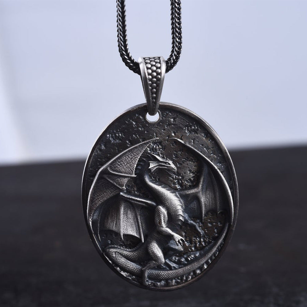 Fire and Ice Dragon Pendant Necklace