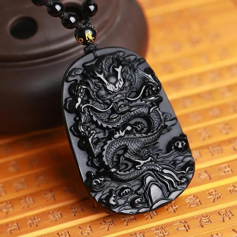 Dragon Black Obsidian Necklace