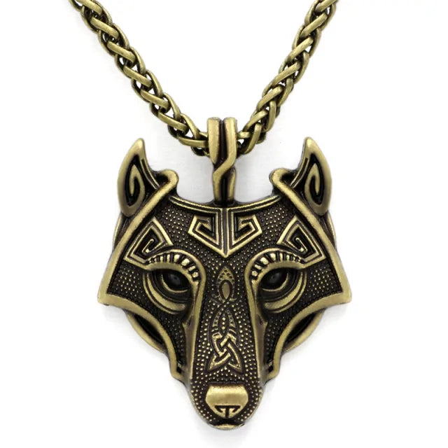 Viking Wolf Head Necklace