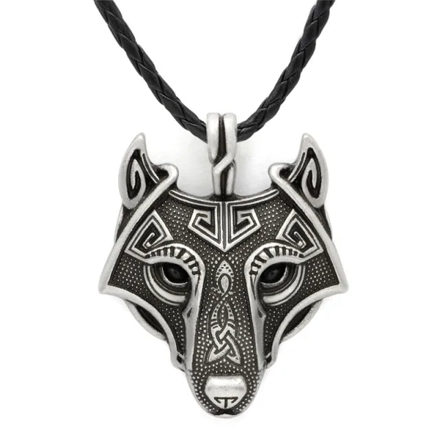 Viking Wolf Head Necklace