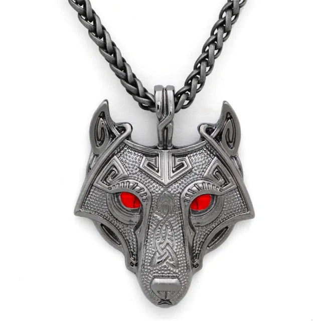 Viking Wolf Head Necklace