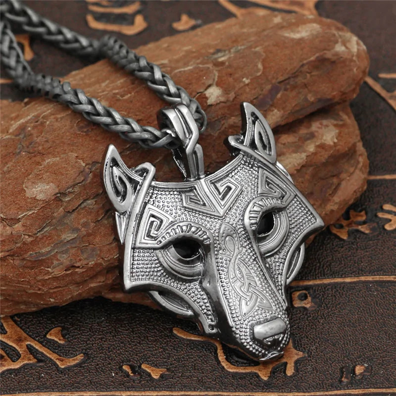 Viking Wolf Head Necklace