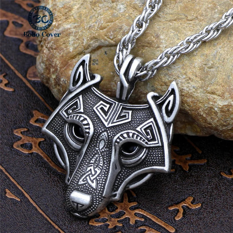 Viking Wolf Head Necklace